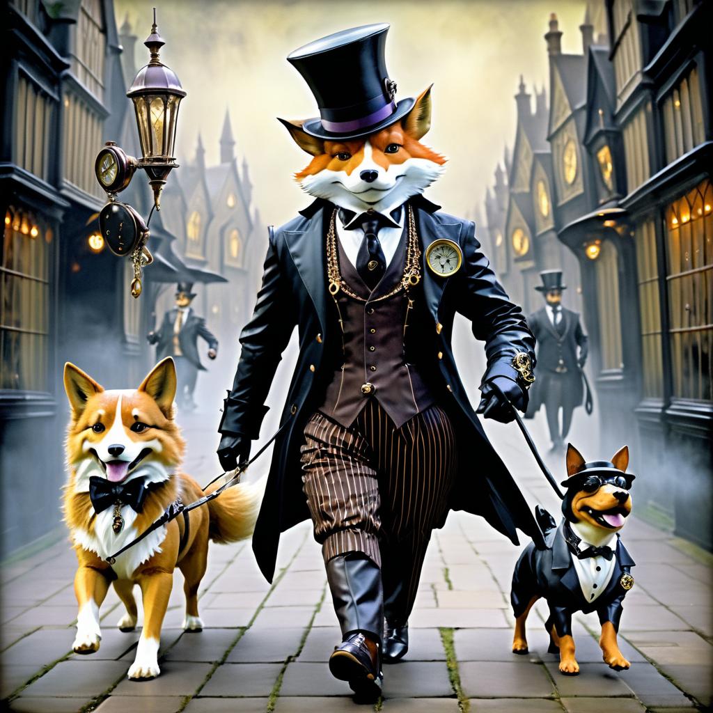 Elegant Fox with Bulldog and Rottweiler