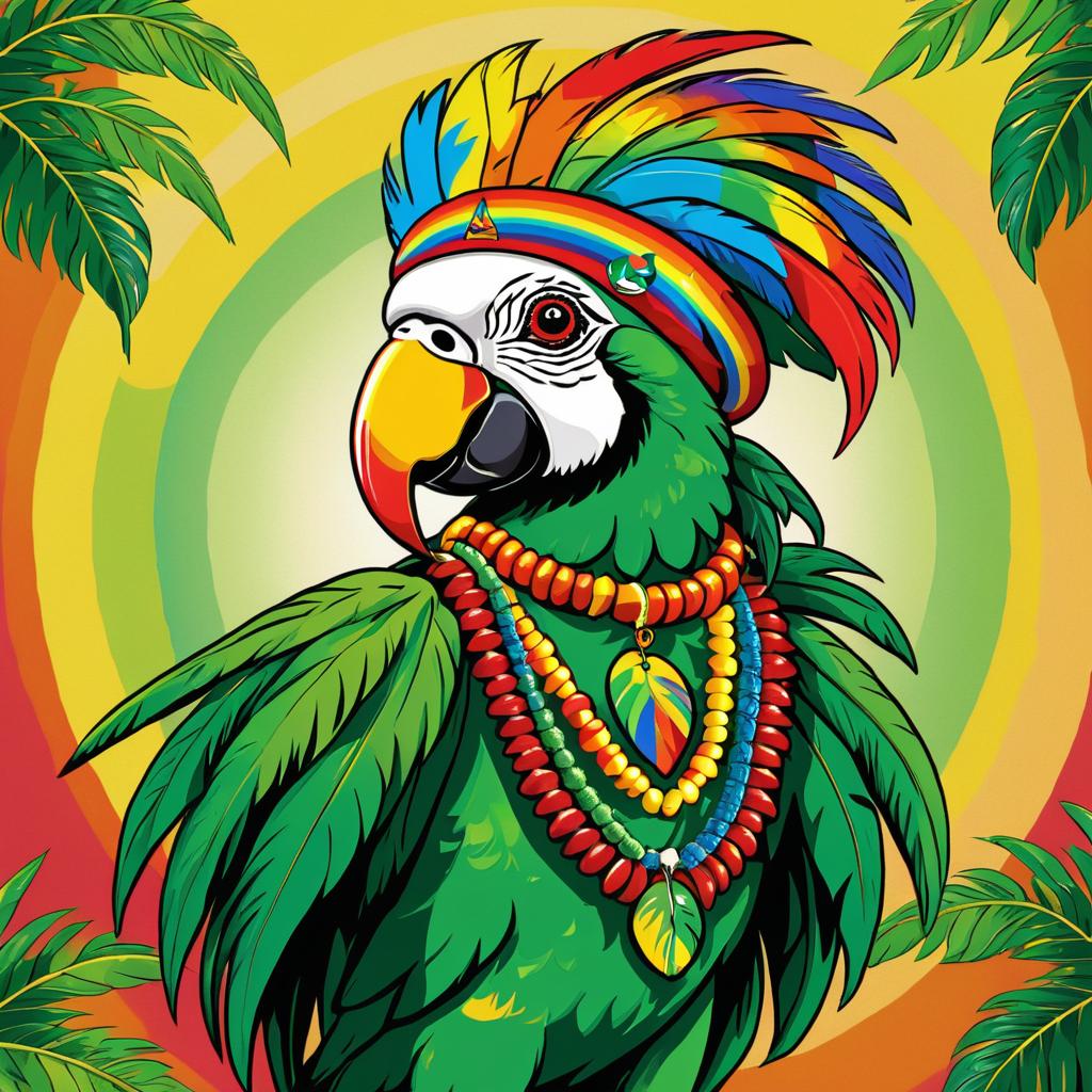 Rastafarian Parrot Pin-Up Cartoon Art