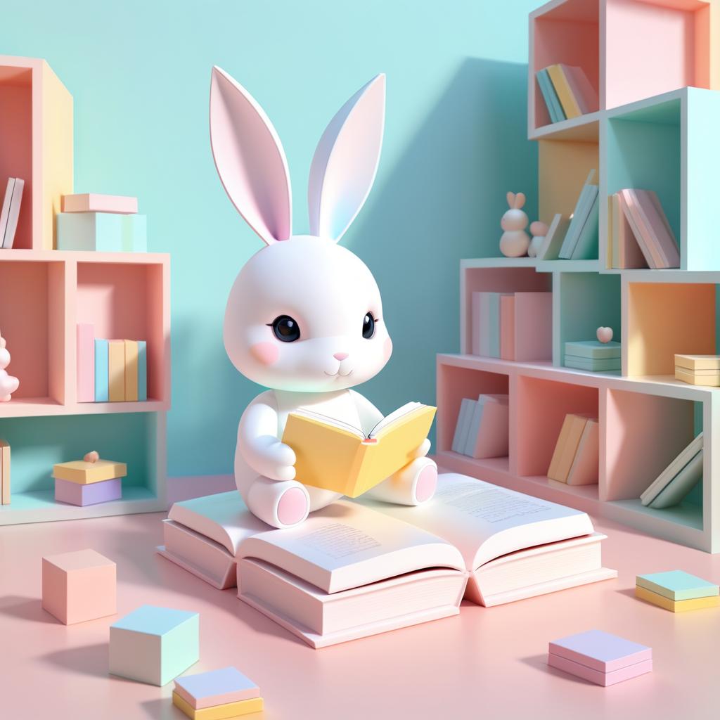 Charming 3D Toy Bunny with Book