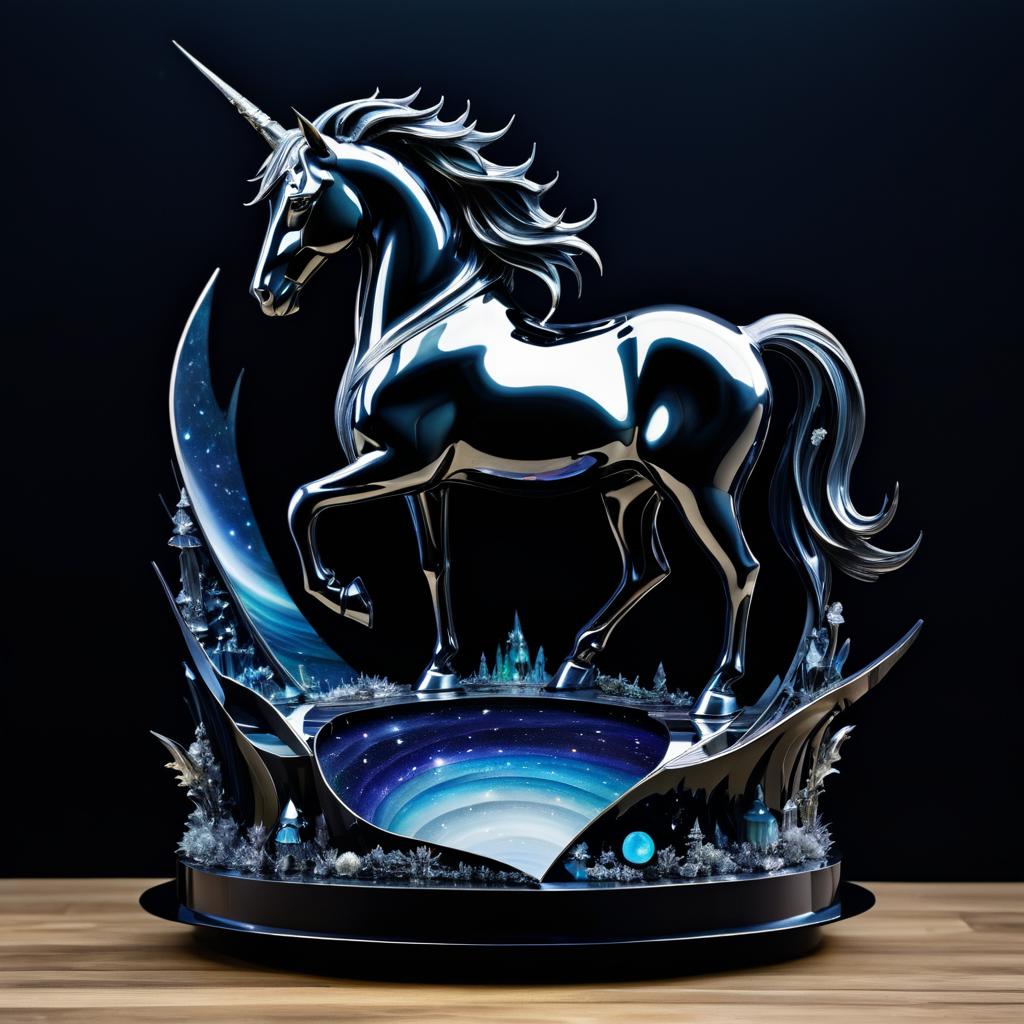 Whimsical Obsidian Unicorn Sculpture Design