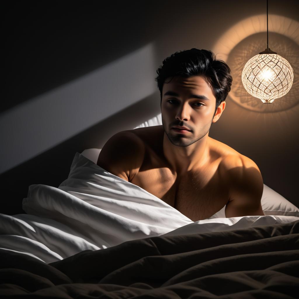 Handsome Man in Dreamy Night Scene