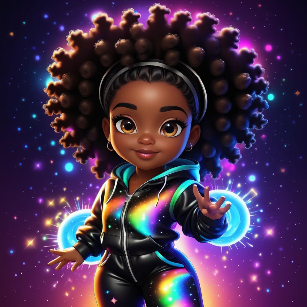 Vibrant Chibi Girl in Colorful Jumpsuit