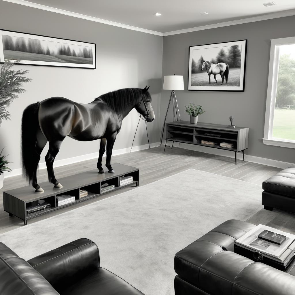 Tranquil Horse Relaxing in Living Room