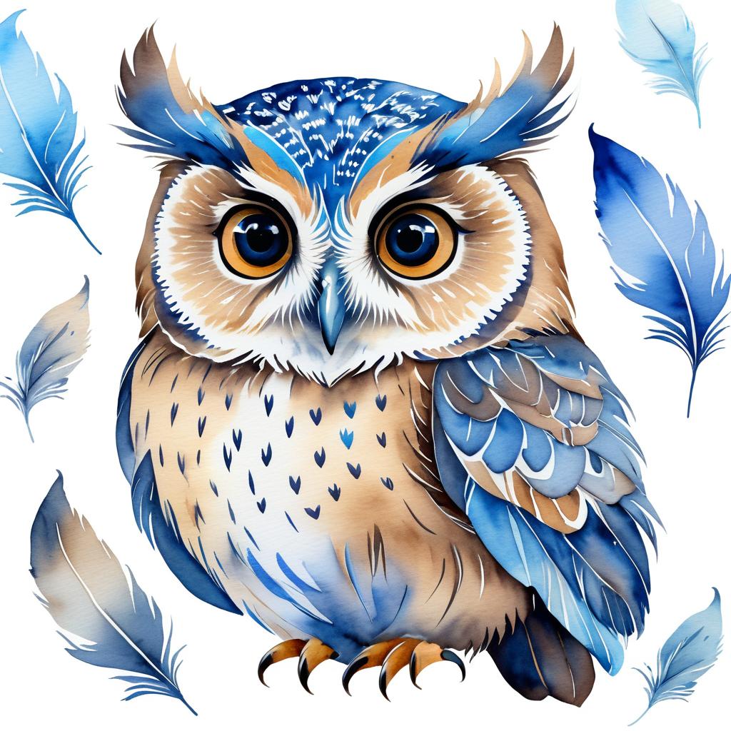 Charming Owl Watercolor Illustration