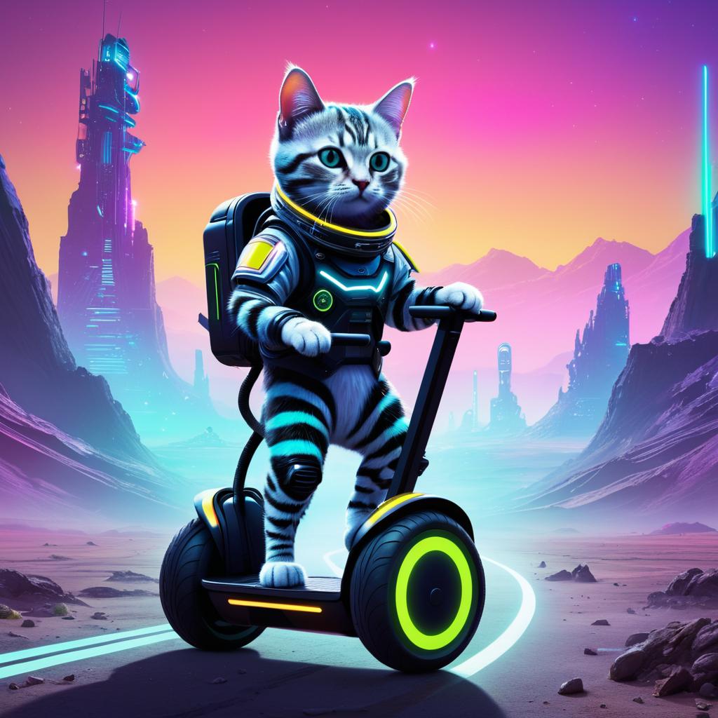 Cat on a Segway in Alien Wasteland