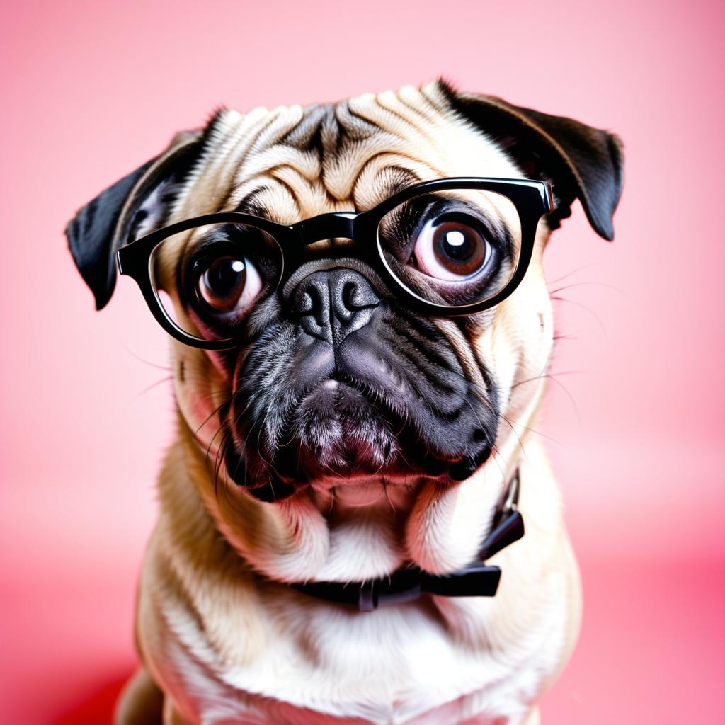 Comically Exaggerated Pug Portrait