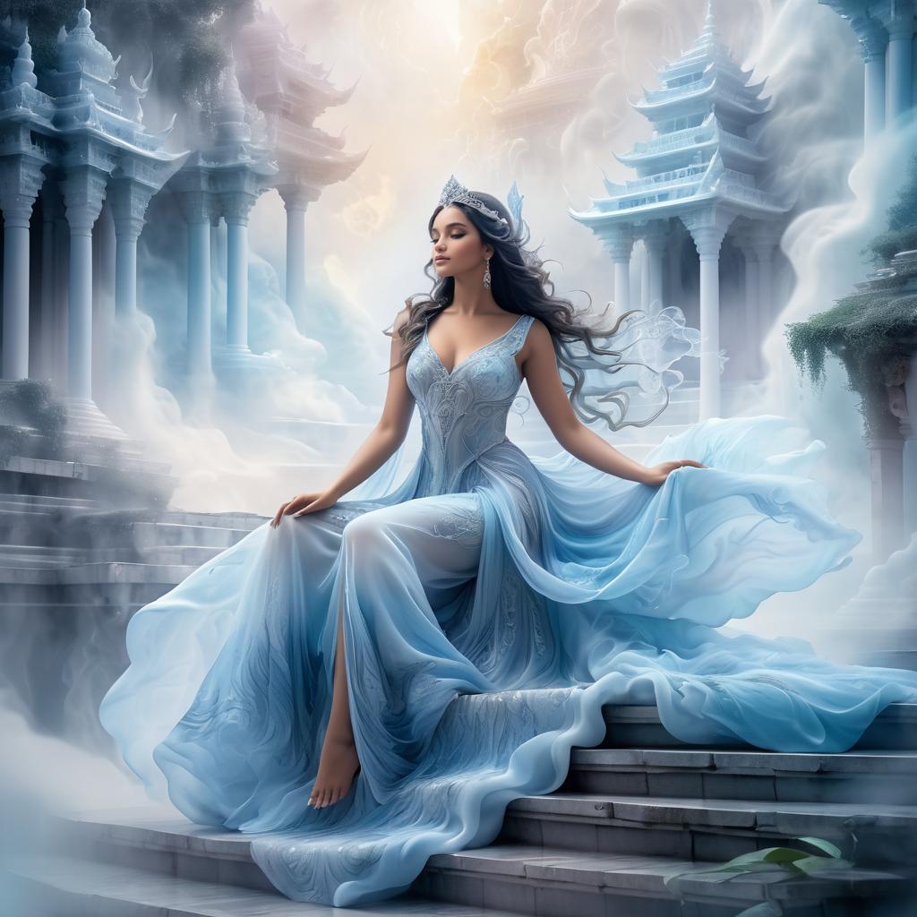 Divine Goddess in Ethereal Temple