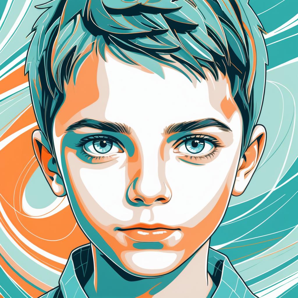 Stylized Upper-Body Boy Portrait Art