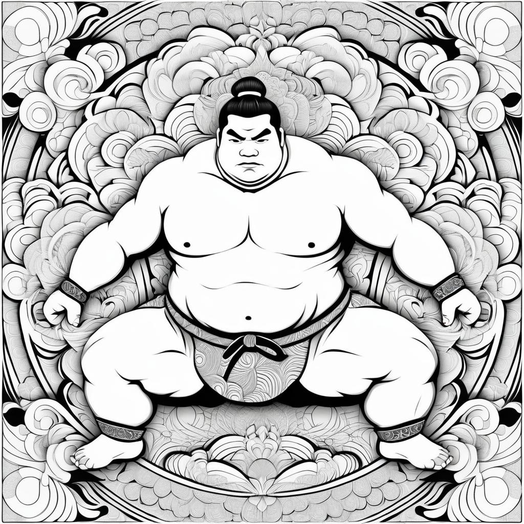 Intricate Sumo Wrestler Coloring Page