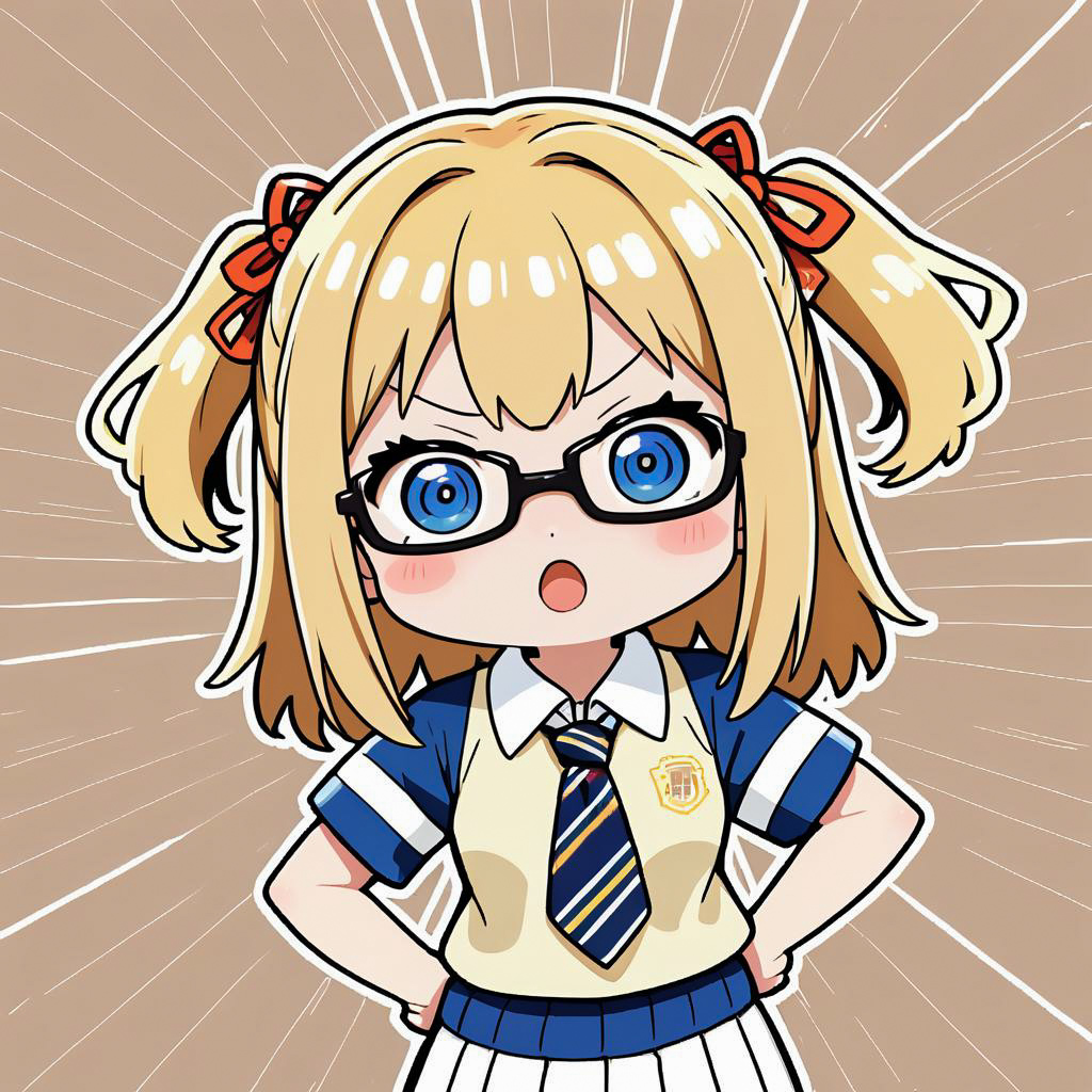 Surprised High Schooler in Chibi Style