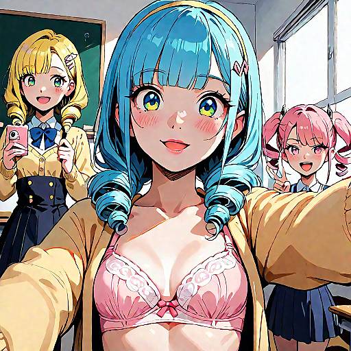 Classroom Selfie with Three Girls