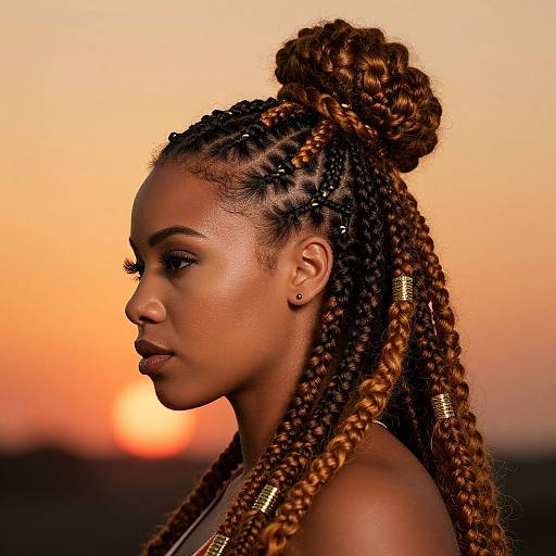 Braided Fusion Hairstyle with Gold Accents