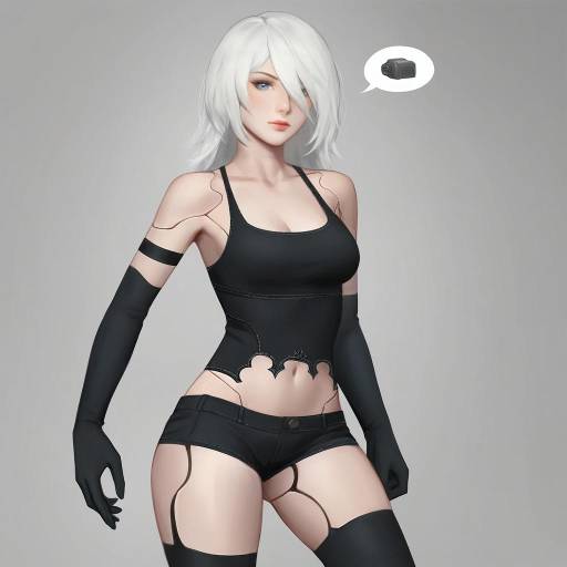 Futuristic Female Android with White Hair