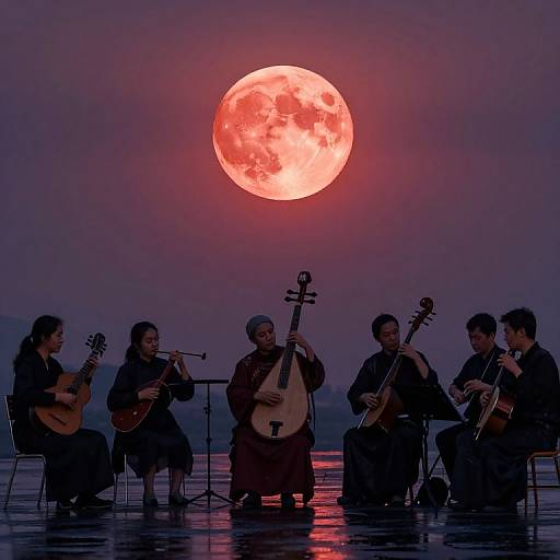 Musicians Under a Blood-Red Moon