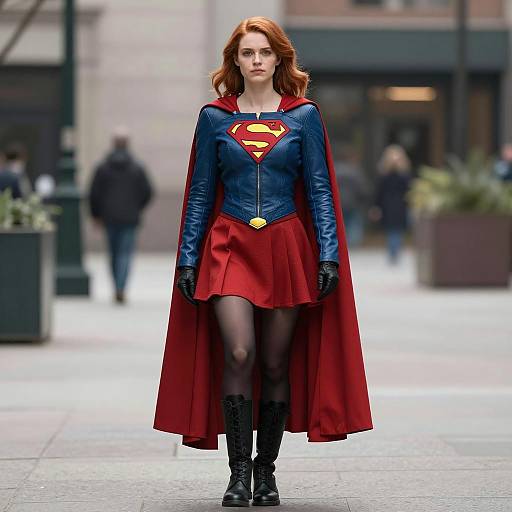 Woman Dressed as Supergirl in Urban Setting