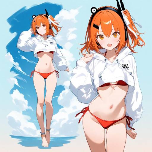 Cheerful Girl in a Bright Bikini