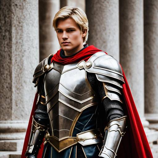 Blonde Warrior in Red Cape Armor