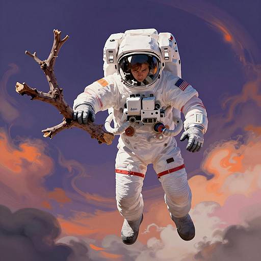 Astronaut in Colorful Cosmic Motion