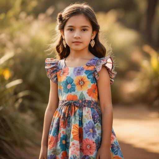 Young Girl in Floral Sundress Outdoors