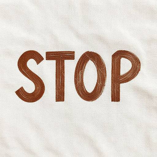 Photograph of bold, brown, textured text spelling 