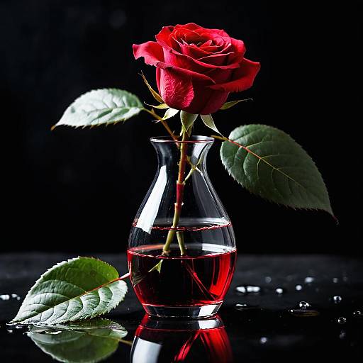 Dark Realistic Red Rose Still Life