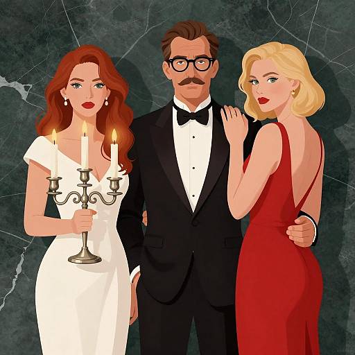 Elegant Trio Against Marble Backdrop