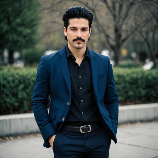 Stylish Male in Navy Suit Outdoors