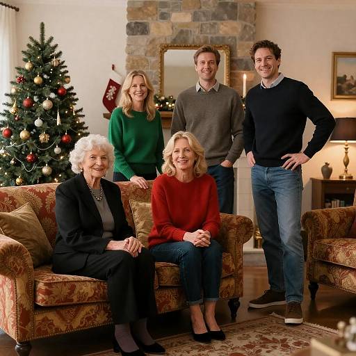 Warm Festive Gathering in Cozy Living Room