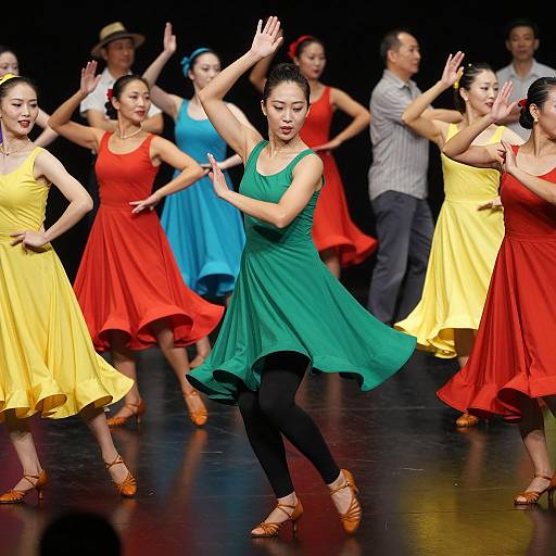 Vibrant Dance Scene with Central Dancer