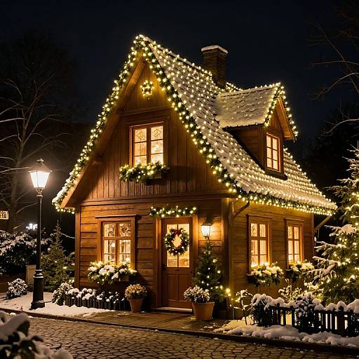 Cozy Photorealistic Christmas House Night