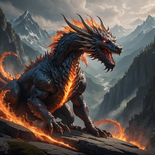 Majestic Dragon in Cinematic Mountain Landscape Majestic Dragon in Cinematic Mountain Landscape