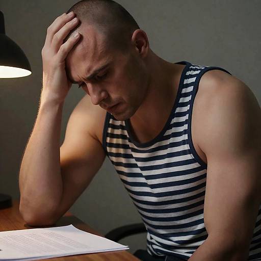Concerned Man in Sleeveless Tank Top
