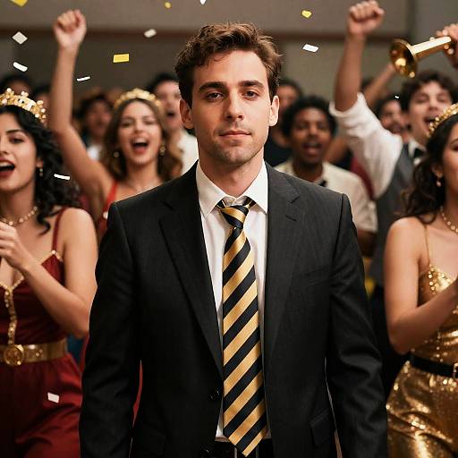 Man in Suit at Festive Celebration