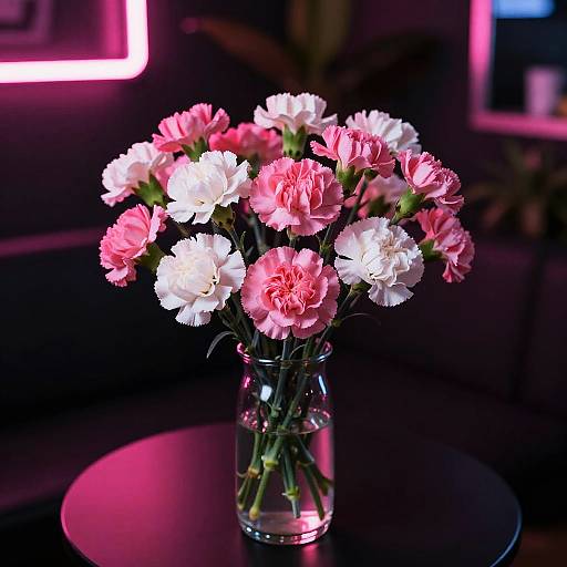 Neon Lit Pink Carnations Bouquet