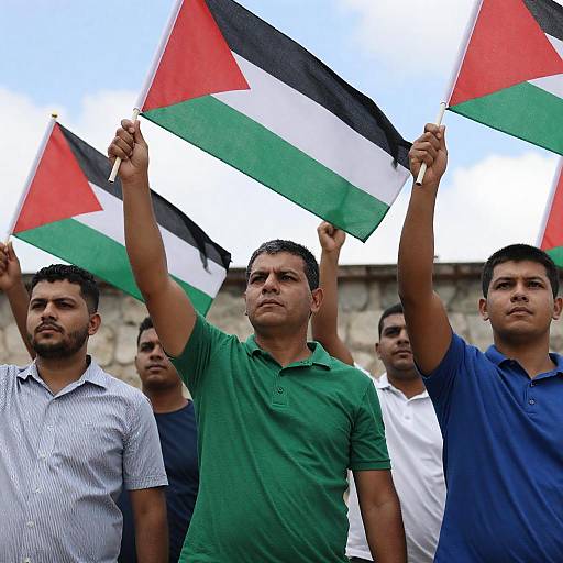 Dynamic Protest Scene with Flags