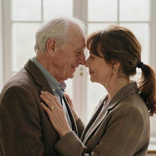 Intimate Embrace of an Older Couple