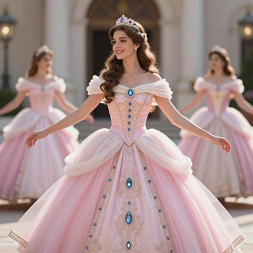 Dancing Princesses in Pink Ball Gowns