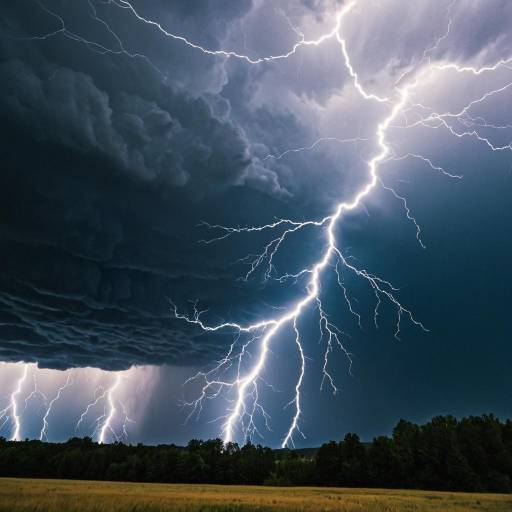 Crackling Lightning Storm Over Field