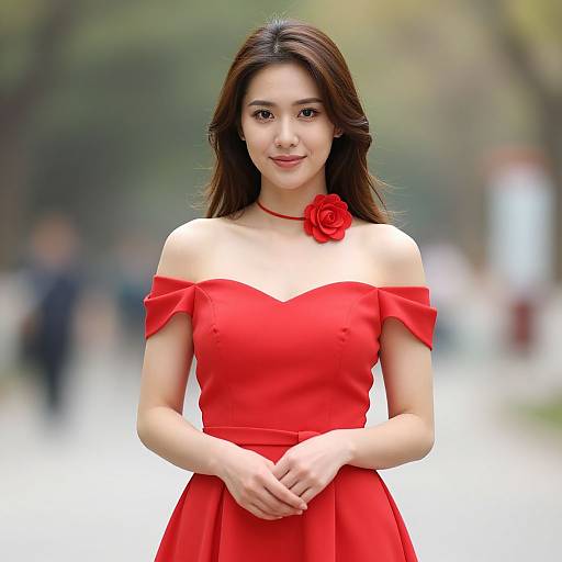 Red Gown Wedding Portrait