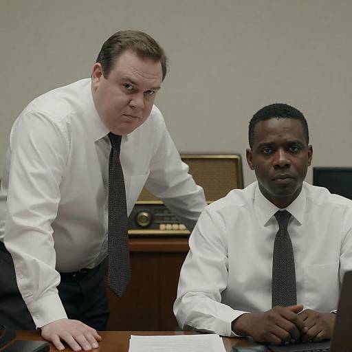 Dimly Lit Office Two Men Portrait