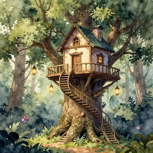 Fantasy Treehouse in Mystical Forest