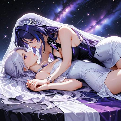 Romantic Anime Couple Under Starry Sky