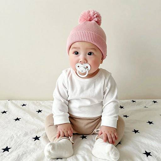 Adorable Baby on Star Blanket