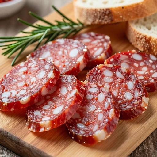 Artful Chorizo on Rustic Charcuterie Board