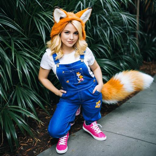 Young Woman in Fox Cosplay Costume