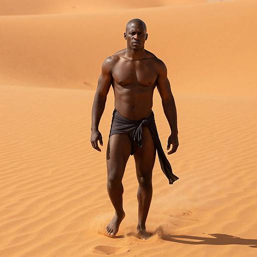 Muscular Man in Orange Desert