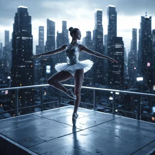 Android Ballerina on Cyberpunk Rooftop