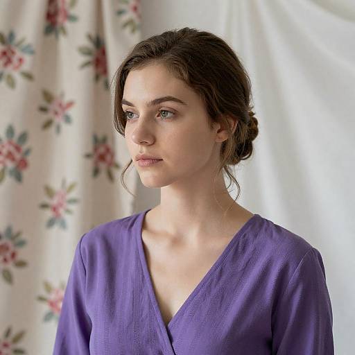 Elegant Young Woman in Purple Dress