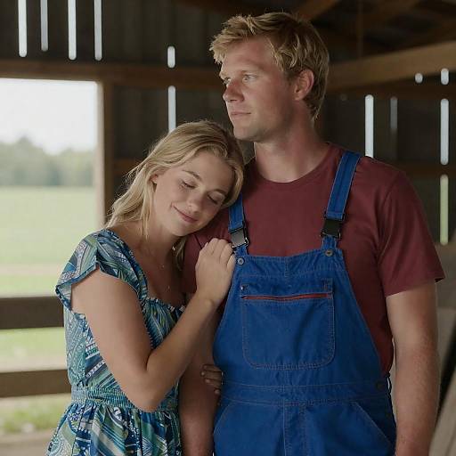 Intimate Moment: Couple in Barn Setting