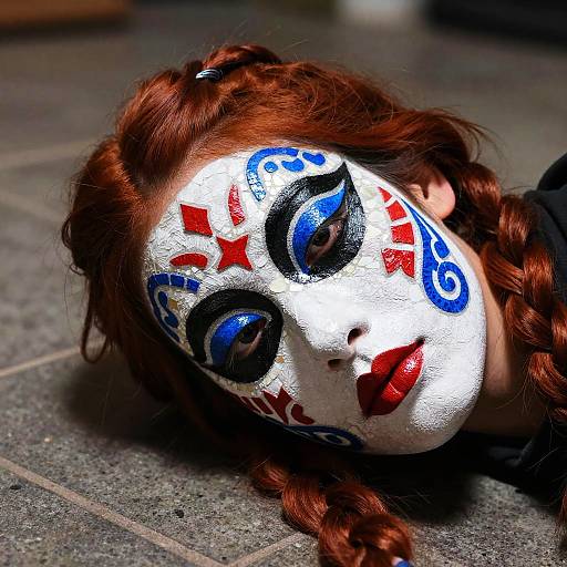Colorful Mosaic Face with Braided Hair